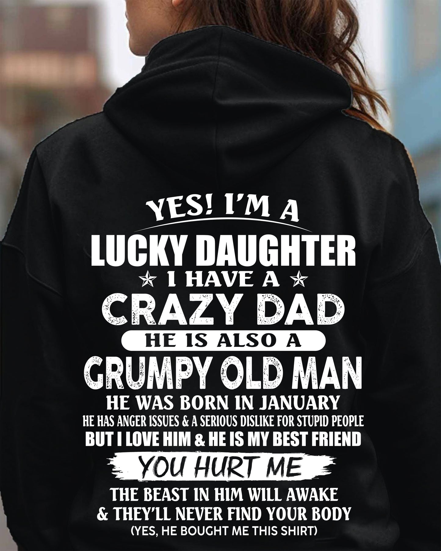 January - Gift For Daughter Tshirt - Awesome Grumpy Old Dad - Special gift for your daughter - HL01 (SKU10-50-01)