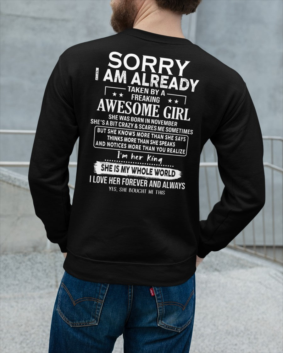 Sorry Girls, I’m Taken - My Girlfriend is Crazy & Cute - Perfect gift for your boyfriend - HL11 (SKU04-95-11)