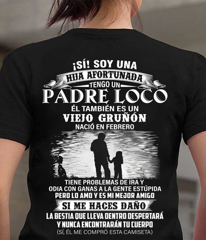 FEBRERO - CAMISETA REGALO PARA HIJA - PAPÁ GENIAL Y VIEJO GRUÑÓN - REGALO ESPECIAL PARA TU HIJA - HL02 (SKU2605-99-02)