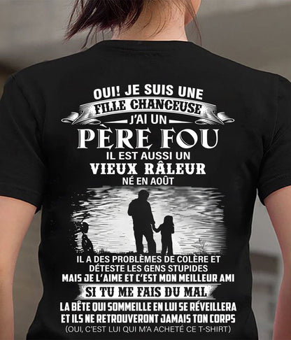 AOÛT - T-SHIRT CADEAU POUR FILLE - PAPA GÉNIAL ET VIEUX RÂLEUR - CADEAU SPÉCIAL POUR VOTRE FILLE - HL08 (SKU2605-159-08)