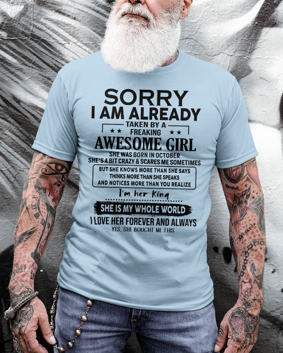 Awesome girl was born October - Gift for boyfriend, Gift for husband from girlfriend - Perfect gift for your boyfriend - HL10 (SKU26T-01-23-10)