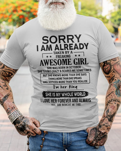 Awesome girl was born October - Gift for boyfriend, Gift for husband from girlfriend - Perfect gift for your boyfriend - HL10 (SKU26T-01-23-10)