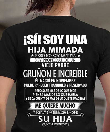 NOVIEMBRE - CAMISETA REGALO PARA HIJA - PAPÁ GENIAL Y VIEJO GRUÑÓN - REGALO ESPECIAL PARA TU HIJA - HL11 (SKU11-137-11)
