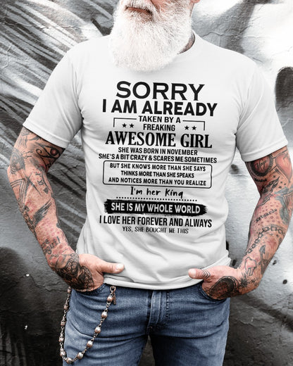 Awesome girl was born November - Gift for boyfriend, Gift for husband from girlfriend - Perfect gift for your boyfriend - HL11 (SKU26T-01-23-11)