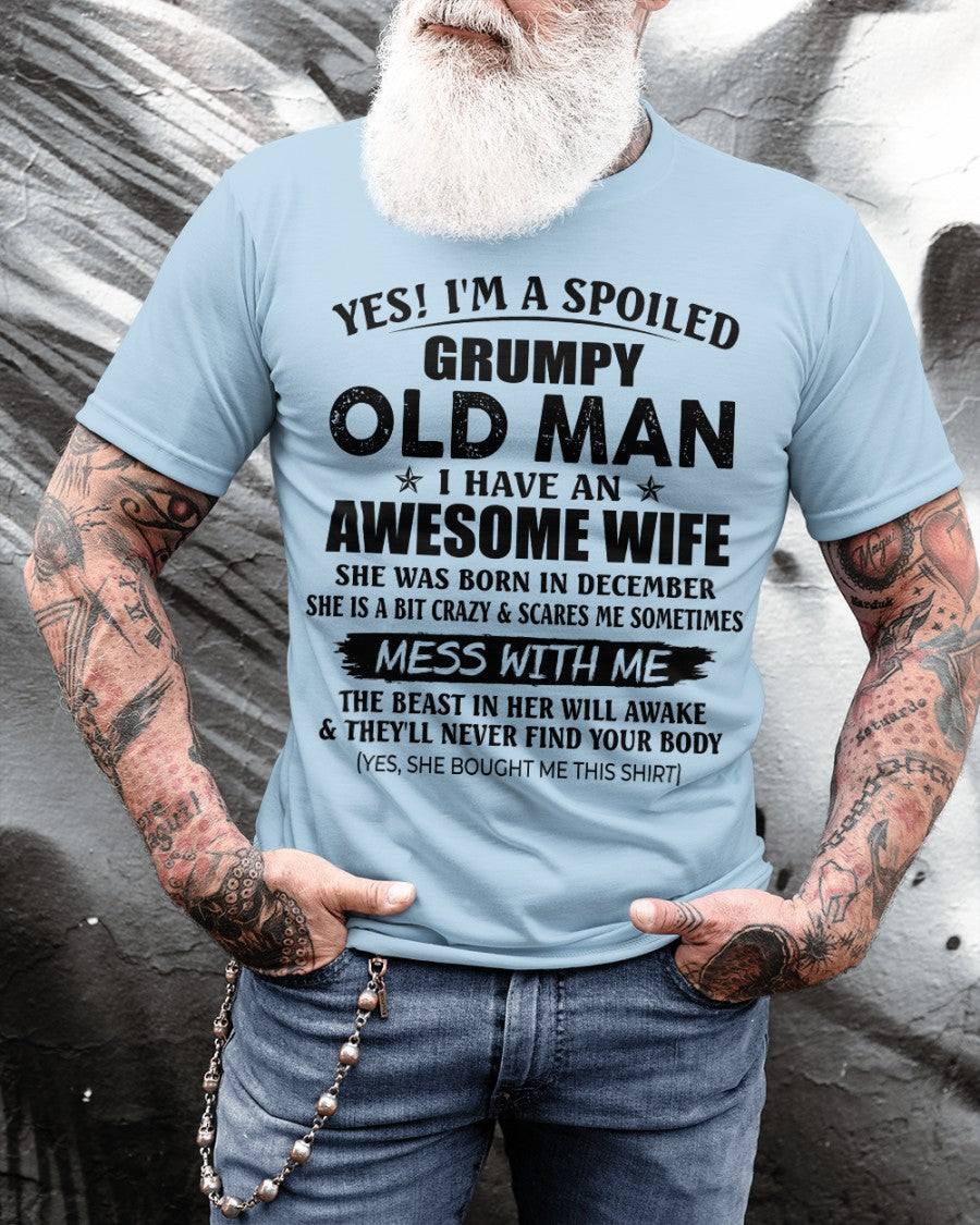 December Awesome Wife Was Born In December - Gift For Boyfriend, Gift For Husband From Wife - Perfect Gift For Your Husband - HL12 (SKU2606-232-12)