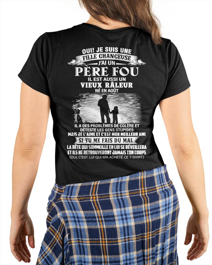 AOÛT - T-SHIRT CADEAU POUR FILLE - PAPA GÉNIAL ET VIEUX RÂLEUR - CADEAU SPÉCIAL POUR VOTRE FILLE - HL08 (SKU2605-159-08)