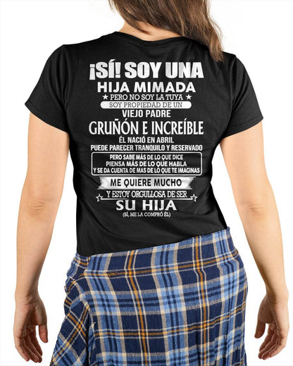 ABRIL - CAMISETA REGALO PARA HIJA - PAPÁ GENIAL Y VIEJO GRUÑÓN - REGALO ESPECIAL PARA TU HIJA - HL04 (SKU11-137-04)