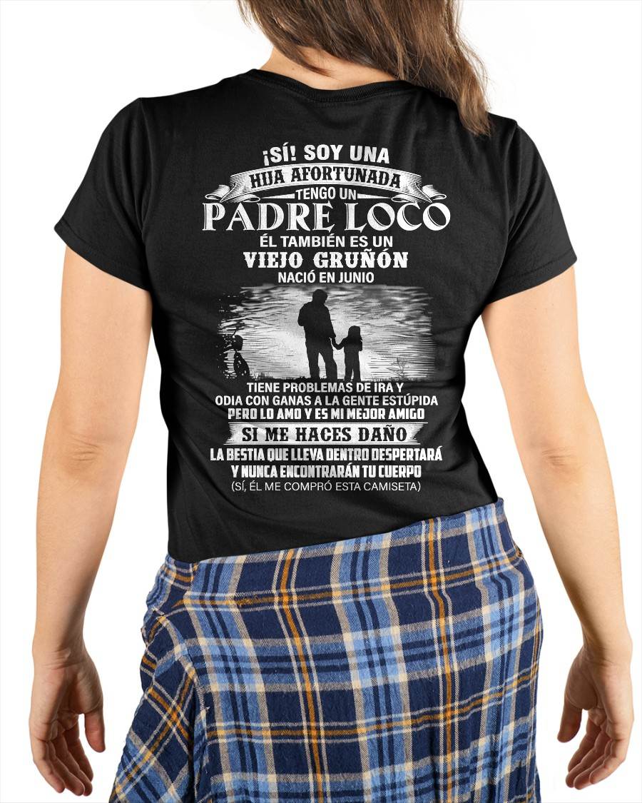 JUNIO - CAMISETA REGALO PARA HIJA - PAPÁ GENIAL Y VIEJO GRUÑÓN - REGALO ESPECIAL PARA TU HIJA - HL06 (SKU2605-99-06)