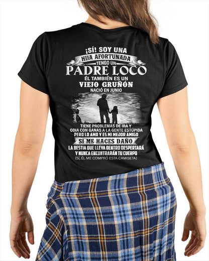 JUNIO - CAMISETA REGALO PARA HIJA - PAPÁ GENIAL Y VIEJO GRUÑÓN - REGALO ESPECIAL PARA TU HIJA - HL06 (SKU2605-99-06)