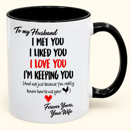 To My Husband, I Met You, I Liked You, L Love You, I'm Keeping You - Funny Christmas 2026 - Gift Accent Coffee Mug (SKU2610-146)
