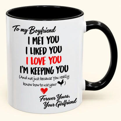To My Boyfriend – I'm Keeping You Forever – Funny Love Gift From Girlfriend – Accent Coffee Mug (SKU2610-183)
