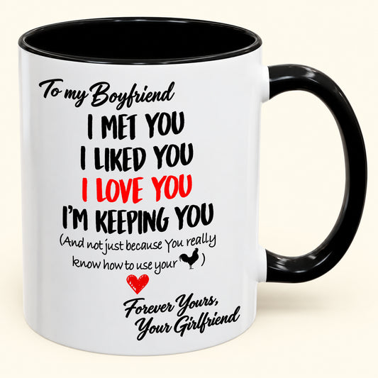 To My Boyfriend – I'm Keeping You Forever – Funny Love Gift From Girlfriend – Accent Coffee Mug (SKU2610-183)