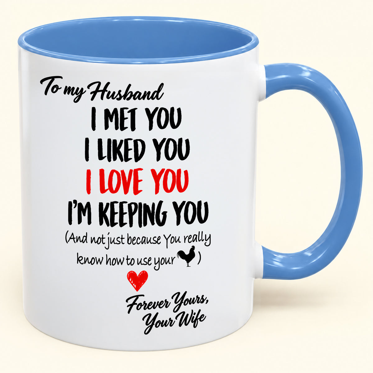 To My Husband, I Met You, I Liked You, L Love You, I'm Keeping You - Funny Christmas 2026 - Gift Accent Coffee Mug (SKU2610-146)