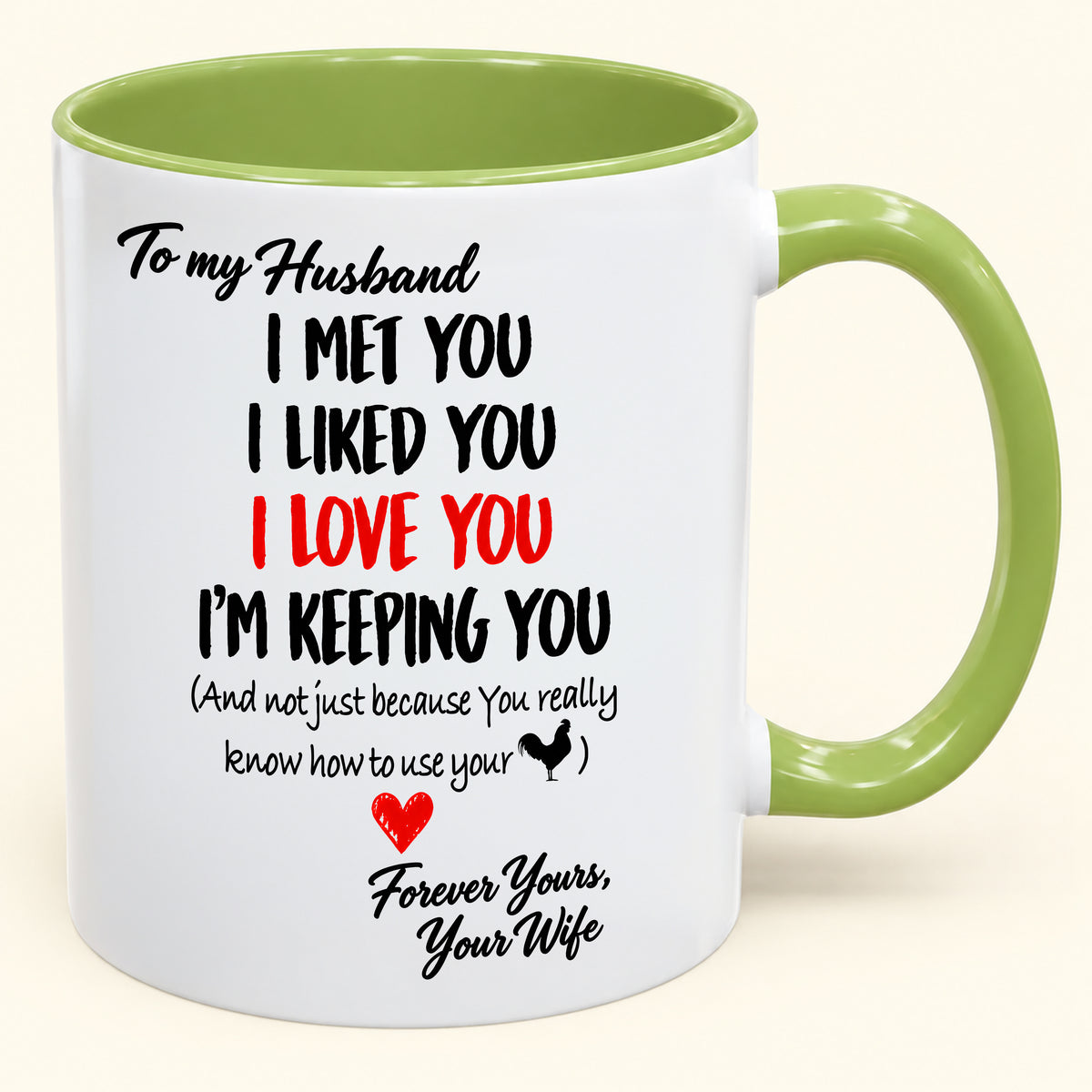 To My Husband, I Met You, I Liked You, L Love You, I'm Keeping You - Funny Christmas 2026 - Gift Accent Coffee Mug (SKU2610-146)