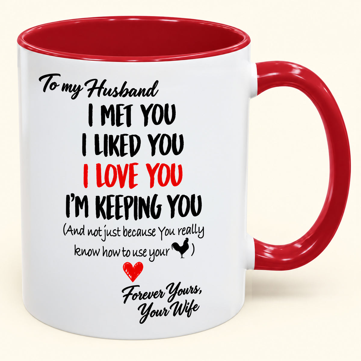 To My Husband, I Met You, I Liked You, L Love You, I'm Keeping You - Funny Christmas 2026 - Gift Accent Coffee Mug (SKU2610-146)