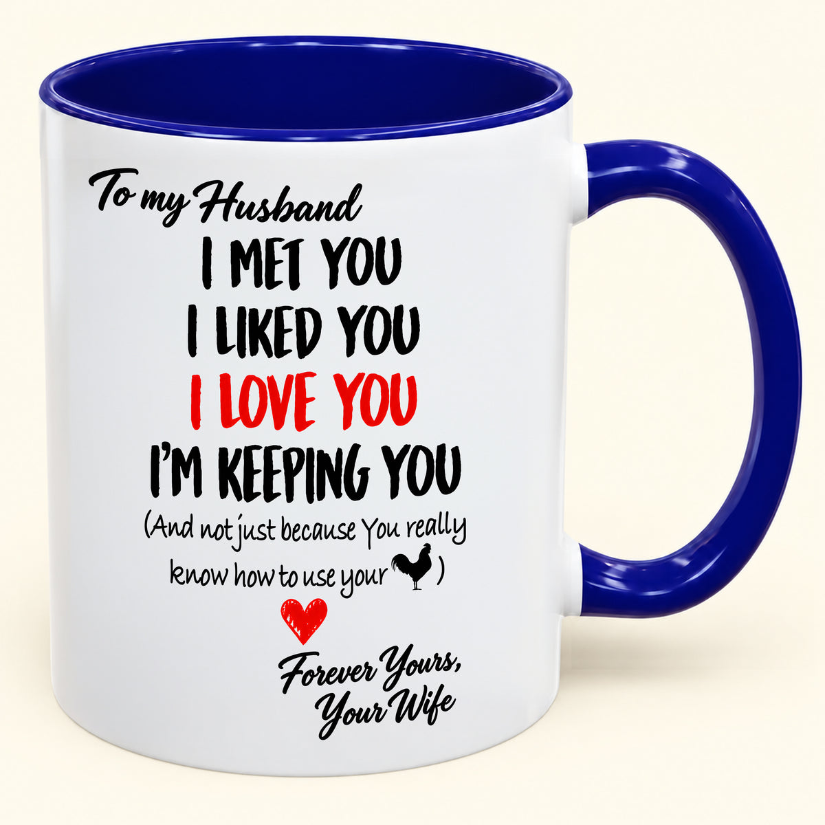 To My Husband, I Met You, I Liked You, L Love You, I'm Keeping You - Funny Christmas 2026 - Gift Accent Coffee Mug (SKU2610-146)