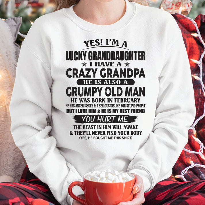 FEBRUARY - LUCKY GRANDDAUGHTER OF CRAZY GRANDPA - PERFECT GIFT FOR YOUR GRANDDAUGHTER FROM GRANDPA - HL02 (SKU10-150-02)