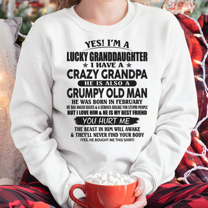 FEBRUARY - LUCKY GRANDDAUGHTER OF CRAZY GRANDPA - PERFECT GIFT FOR YOUR GRANDDAUGHTER FROM GRANDPA - HL02 (SKU10-150-02)
