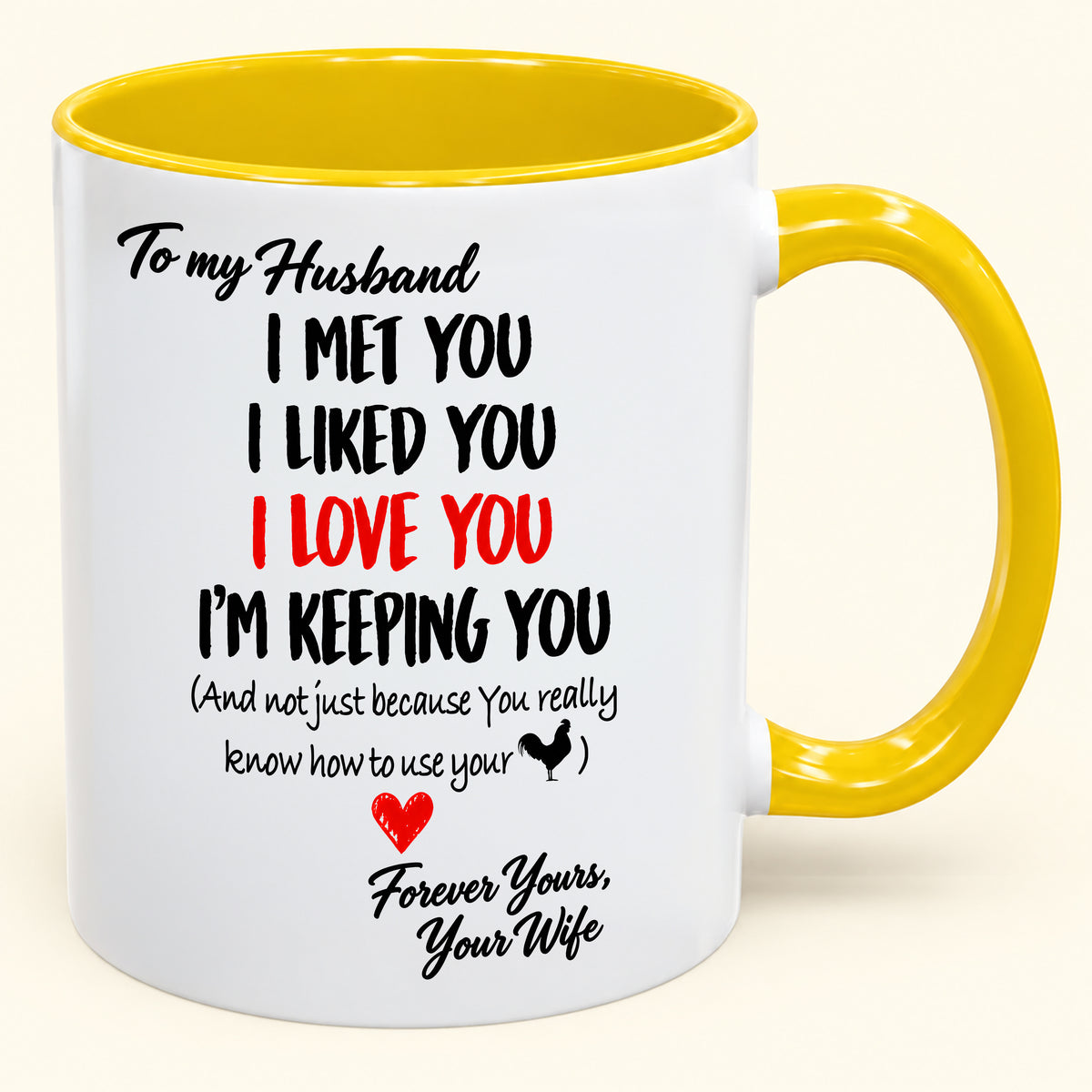 To My Husband, I Met You, I Liked You, L Love You, I'm Keeping You - Funny Christmas 2026 - Gift Accent Coffee Mug (SKU2610-146)