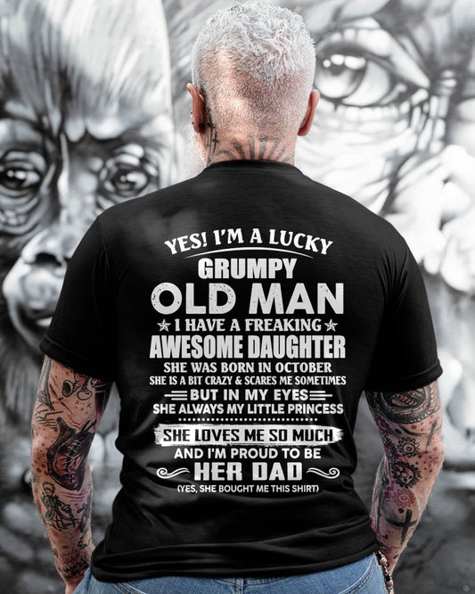 Awesome Daughter was born October - Gift For Dad From Daughter, Father’s Day Gift For Dad  – Dad T-Shirt - HL10 (SKU11-68-10)