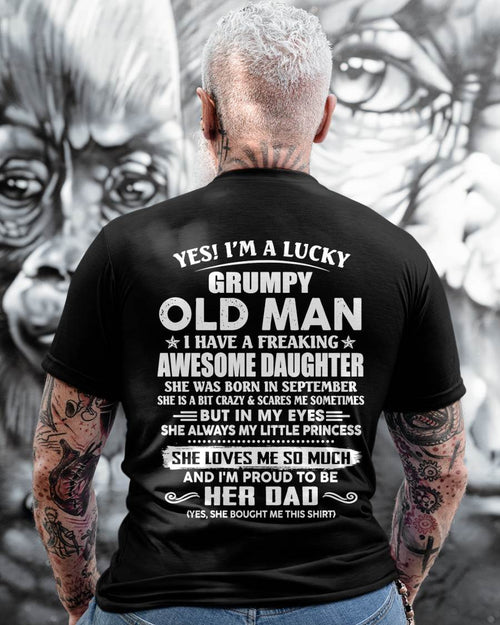 Awesome Daughter was born September - Gift For Dad From Daughter, Father’s Day Gift For Dad  – Dad T-Shirt - HL09 (SKU11-68-09)