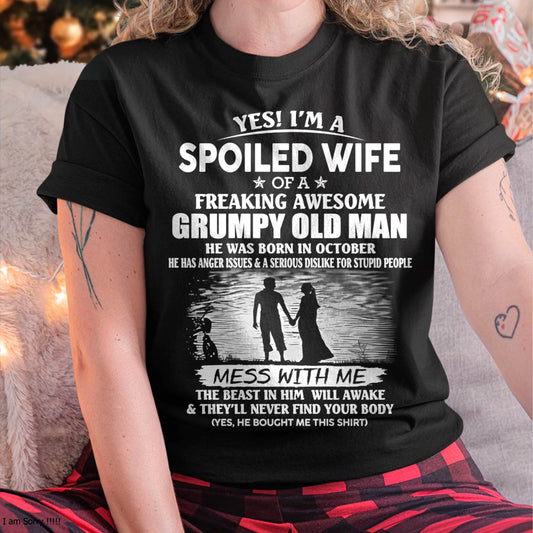 Awesome grumpy old man was born October - Gift for girlfriend, Gift for wife from husband - Perfect gift for your wife - HL10 (SKU2601-226-10)
