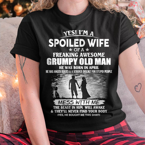 Awesome grumpy old man was born April - Gift for girlfriend, Gift for wife from husband - Perfect gift for your wife - HL04 (SKU2601-226-04)
