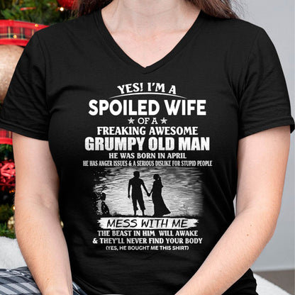 Awesome grumpy old man was born April - Gift for girlfriend, Gift for wife from husband - Perfect gift for your wife - HL04 (SKU2601-226-04)