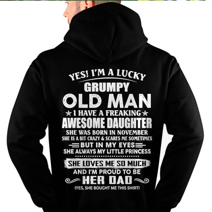 Awesome Daughter was born November - Gift For Dad From Daughter, Father’s Day Gift For Dad  – Dad T-Shirt - HL11 (SKU11-68-11)