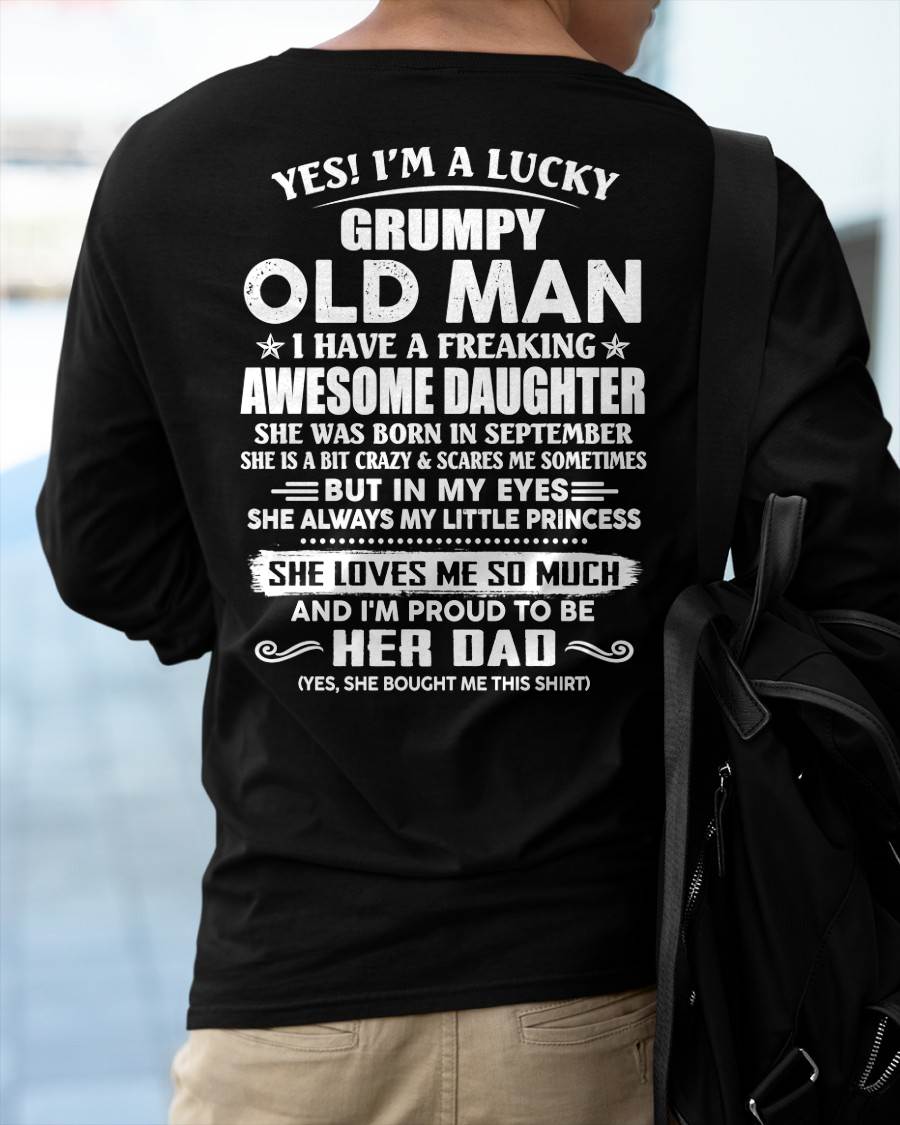 Awesome Daughter was born September - Gift For Dad From Daughter, Father’s Day Gift For Dad  – Dad T-Shirt - HL09 (SKU11-68-09)