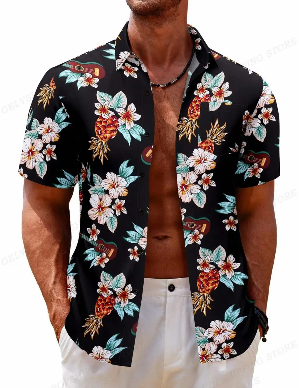 Hawaiian Shirt – Single-Breasted Tropical Shirt for Beach & Casual Wear
