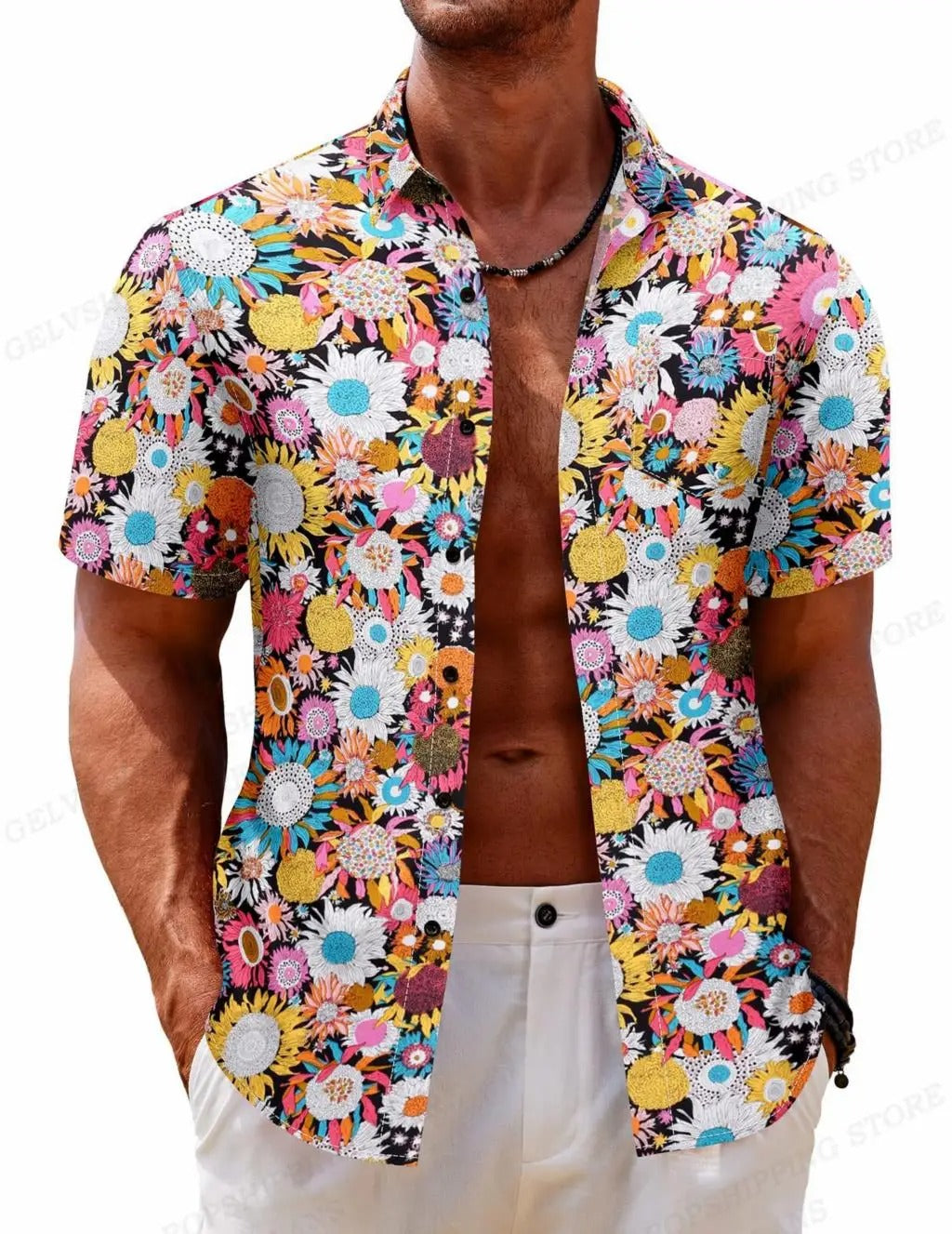 Hawaiian Shirt – Single-Breasted Tropical Shirt for Beach & Casual Wear