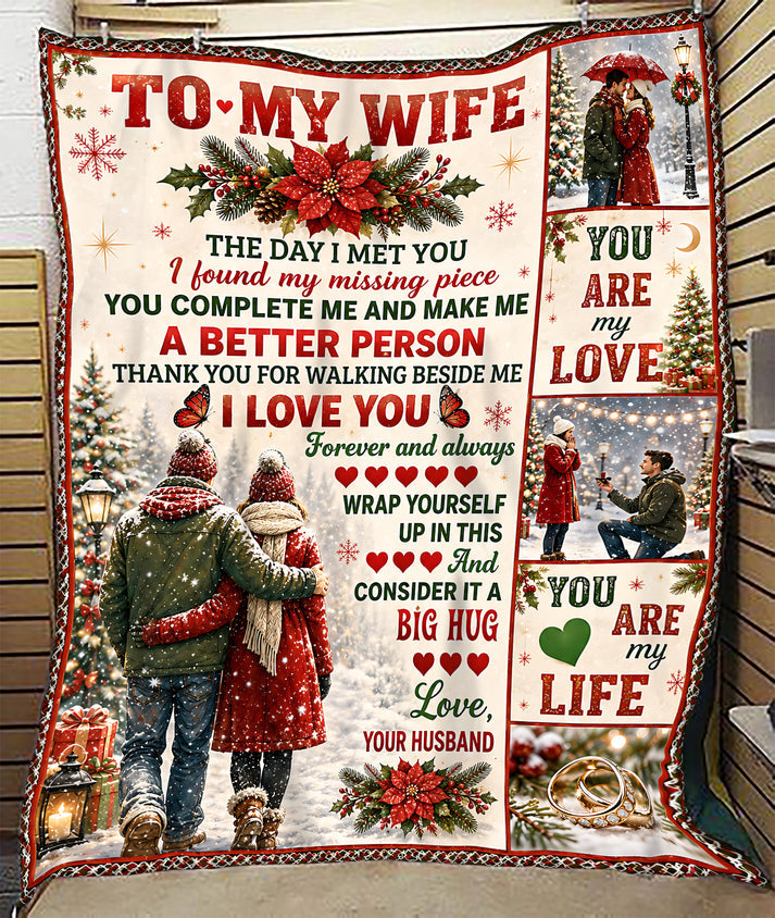 Merry Christmas Blanket Gift for Your Wife From Husband - Noel (SKU2607-245)