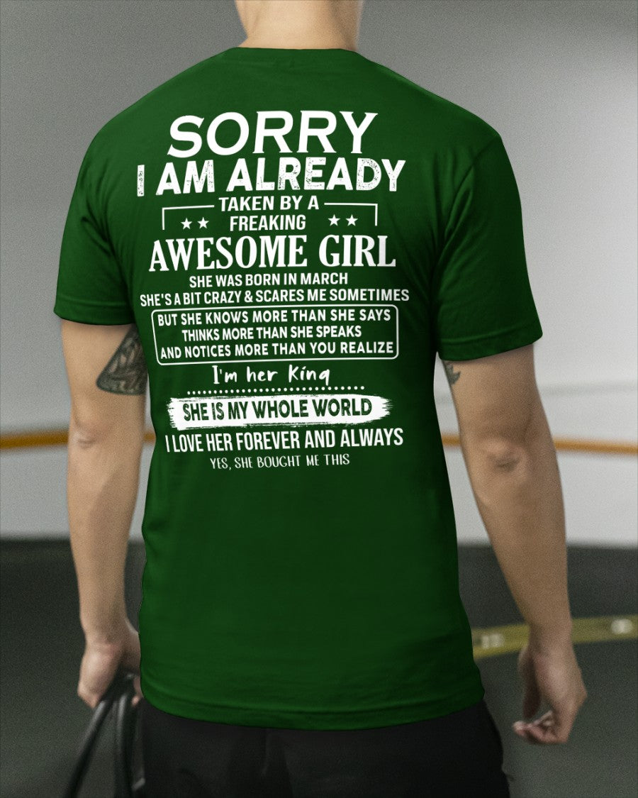 Sorry Girls, I’m Taken - My Girlfriend is Crazy & Cute - Perfect gift for your boyfriend - HL03 (SKU04-95-03)