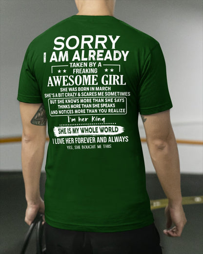 Sorry Girls, I’m Taken - My Girlfriend is Crazy & Cute - Perfect gift for your boyfriend - HL03 (SKU04-95-03)