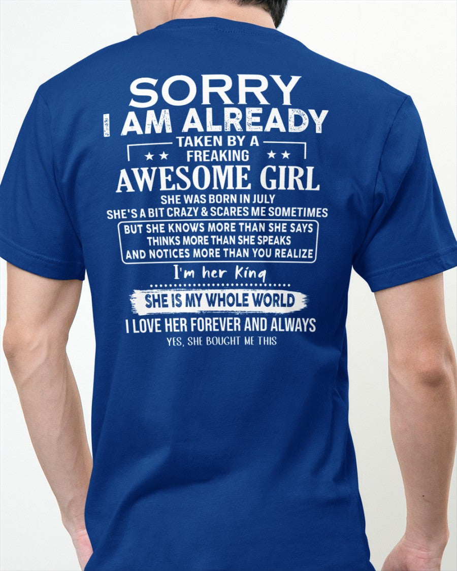 Sorry Girls, I’m Taken - My Girlfriend is Crazy & Cute - Perfect gift for your boyfriend - HL07 (SKU04-95-07)