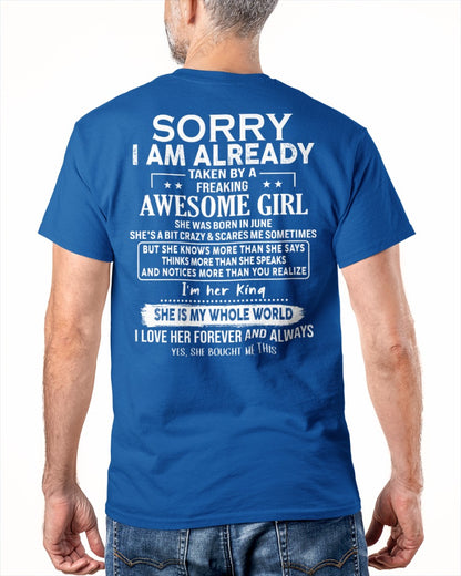 Sorry Girls, I’m Taken - My Girlfriend is Crazy & Cute - Perfect gift for your boyfriend - HL06 (SKU04-95-06)