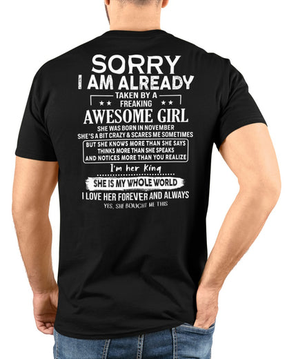Sorry Girls, I’m Taken - My Girlfriend is Crazy & Cute - Perfect gift for your boyfriend - HL11 (SKU04-95-11)