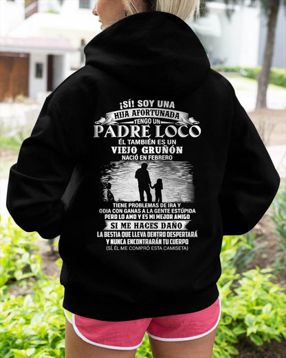 FEBRERO - CAMISETA REGALO PARA HIJA - PAPÁ GENIAL Y VIEJO GRUÑÓN - REGALO ESPECIAL PARA TU HIJA - HL02 (SKU2605-99-02)