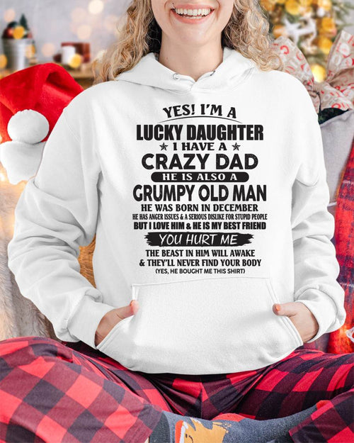 December - Gift For Daughter Tshirt From Dad - Personalized T-shirts For Kids - Awesome Grumpy Old Dad - Special gift for your daughter - HL12 (SKU10-112-12)
