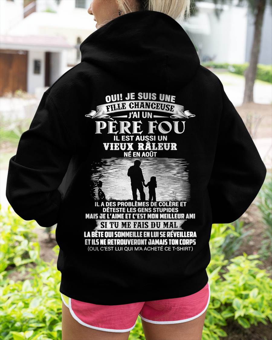 AOÛT - T-SHIRT CADEAU POUR FILLE - PAPA GÉNIAL ET VIEUX RÂLEUR - CADEAU SPÉCIAL POUR VOTRE FILLE - HL08 (SKU2605-159-08)