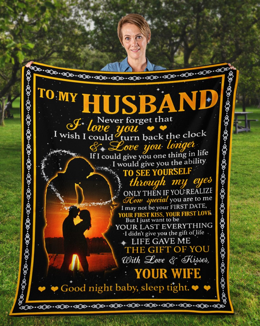 To My Husband Never Forget That I Love You Fleece Blanket