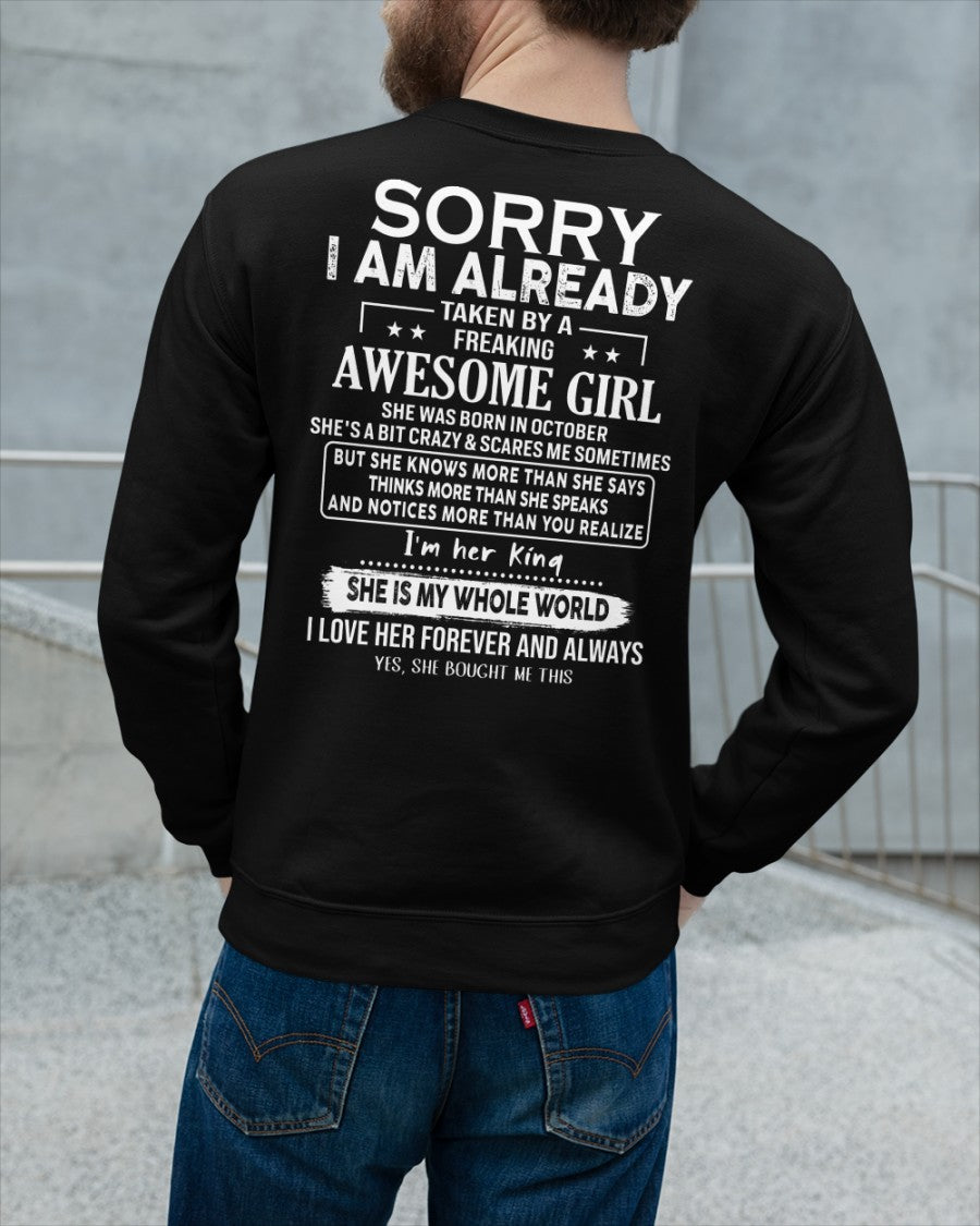Sorry Girls, I’m Taken - My Girlfriend is Crazy & Cute - Perfect gift for your boyfriend - HL10 (SKU04-95-10)