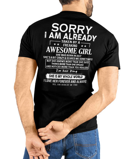 Sorry Girls, I’m Taken - My Girlfriend is Crazy & Cute - Perfect gift for your boyfriend - HL07 (SKU04-95-07)
