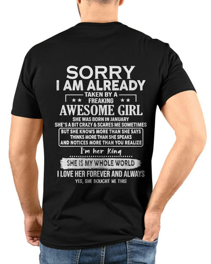Sorry Girls, I’m Taken - My Girlfriend is Crazy & Cute - Perfect gift for your boyfriend - HL01 (SKU04-95-01)