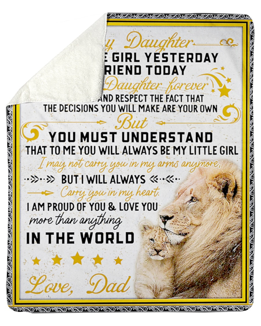 Dad To Daughter - Birthday Gift For Daughter From Dad - To My Daughter Lion Blanket My Little Girl