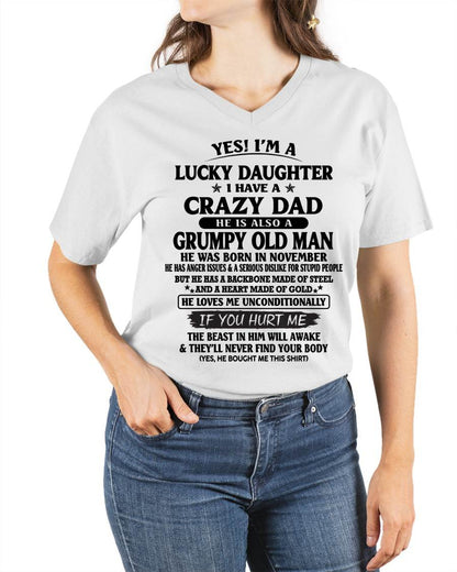 November Dad – Lucky Daughter I Have a Crazy Dad T-Shirt – Gift From Dad to Daughter – Special Gift for Your Daughter – HL11 (SKU96-79-11)
