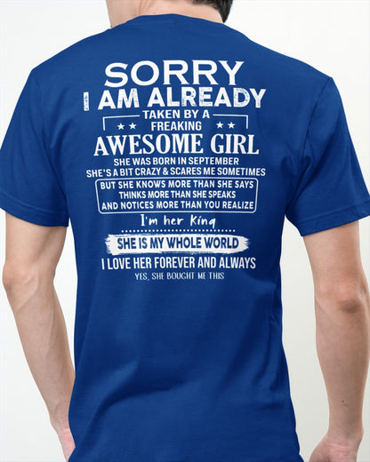 Sorry Girls, I’m Taken - My Girlfriend is Crazy & Cute - Perfect gift for your boyfriend - HL09 (SKU04-95-09)
