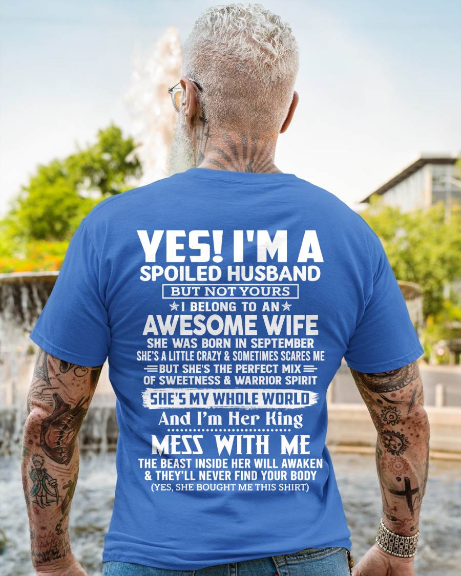 Awesome Wife September - Gift for Boyfriend, Gift for Husband from Wife - Perfect Gift for Your Husband - HL09 (SKU2605-375-09)