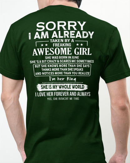 Sorry Girls, I’m Taken - My Girlfriend is Crazy & Cute - Perfect gift for your boyfriend - HL06 (SKU04-95-06)